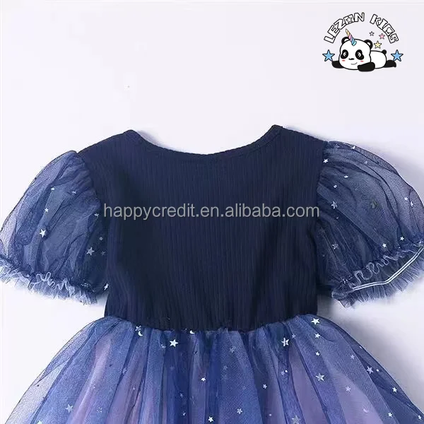 LEZONKIDS - 2024 Vestidos Personalizados de Manga Curta para Meninas, com Lantejoulas e Tule, para Crianças de 2 a 12 Anos